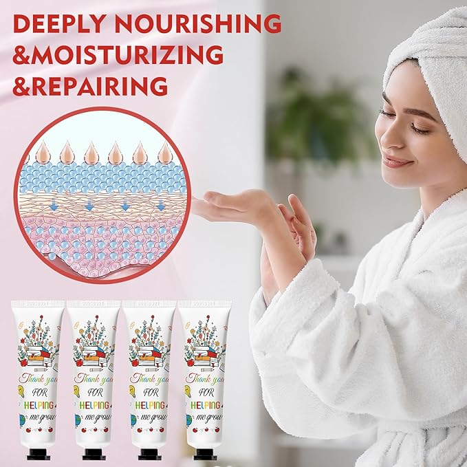 50 Pcs Teacher's Day Hand Cream Gifts Bulk Teacher Appreciation Gifts Include Organza Bags Thank You Tags Inspirational for Women Girls Travel Size Moisturizing Hand Lotion Supplies(teacher's day)