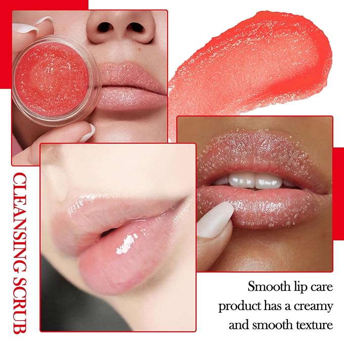 2PCS Strawberry & Orange Conditioning Lip Scrub Kit,Moisturizing Lip Sleeping Mask Long Lasting Hydrating Lip Scrubber Exfoliator Lip Care Products for Men & Women