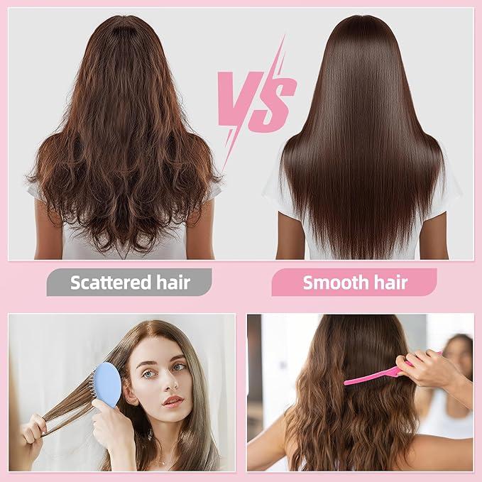 60 Pcs Mini Wet Hair Brush Set 30 Folding Hair Brush 30 Colorful Combs Toddler Mini Detangling Brushes Soft Bristles for Women Baby Girls Kids(Multiple colors)