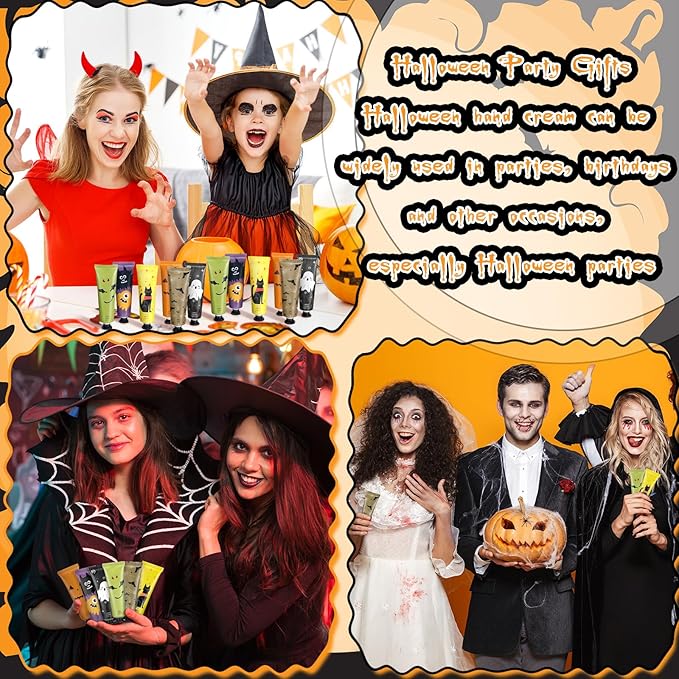 72 Pack Halloween Hand Cream Gift Sets for Women Ghost Mini Hand Lotion Bulk Travel Size Moisturizing Cream Halloween Party Favors Gifts for Stocking Stuffers 6 Natural Plant Fragrances