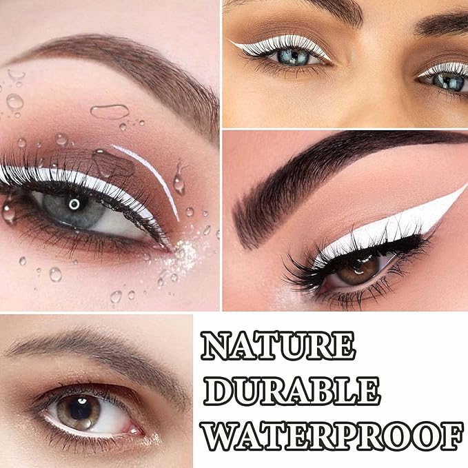 12 PCS White Eyeliner Pencils,Professional Long Lasting Waterproof Makeup Pencils,Highly Pigmented Inner Corner Eye Highlighter Eyeliner Pencil White Eye Liner Pen Sets for Women