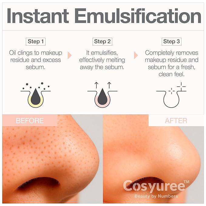 Collagen Pore Cleaning Oil Cleanser for Face by COSYUREE– AHA BHA PHA LHA Oil for Deep Cleansing, Face Cleansing, Hydration, and Makeup Removal, Korean Skincare with Lemon & Lavender