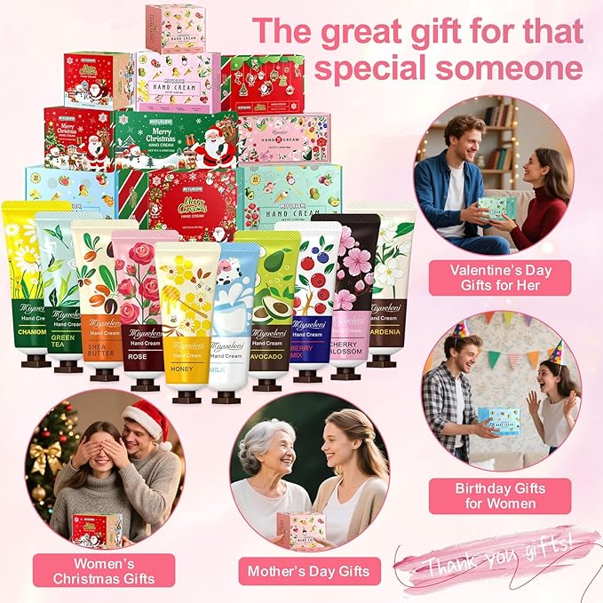 10 Pack Hand Cream Gift Set, Natural Plant Scents, Moisturizing Hand Lotion, Gifts for Women, Birthday, Mother's Day, Valentine's Day, Christmas, Thank you Gifts，Travel Size 20ml