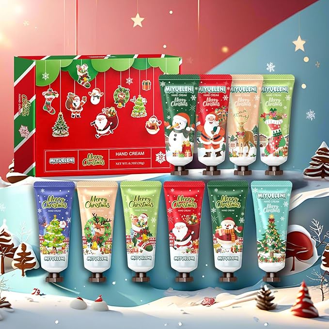 10 Pack Christmas Hand Lotion Gifts Set，Moisturizing Hand Cream for Women, Moms & Coworkers，Mini Travel Size Holiday Gifts, Stocking Stuffers & Bulk Gifts for Christmas Appreciation 20ml