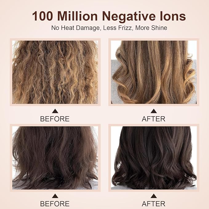 1200W Big Size Professional Hair Dryer Brush Blow Dryer Brush in One, 110v-220v Hot Air Straightener Brush for Smooth Frizz-Free Blowout, Fast Dry & Style