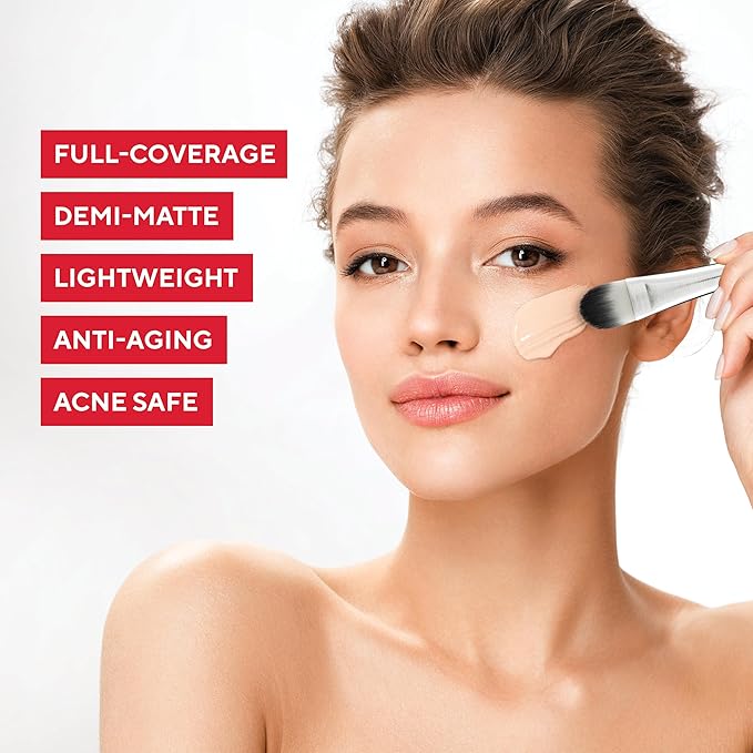 Mirabella Invincible For All HD Liquid Foundation - Anti-Aging Full Coverage Liquid Face Makeup - Moisturizing, Hydrating & Lightweight Foundation for All Skin Types (Deep D220)