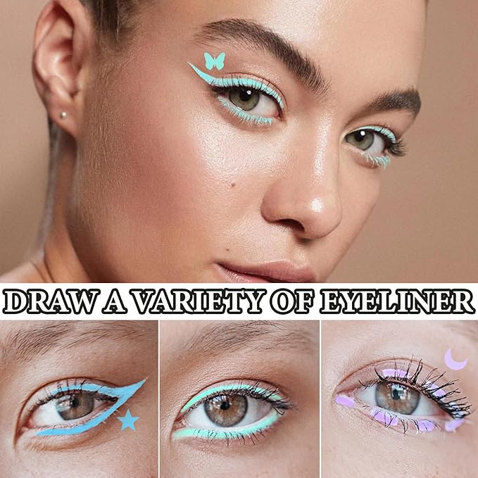 5PCS Liquid Eyeliner Stamps Set,Double-side Winged Eyeliner Stencil Pen