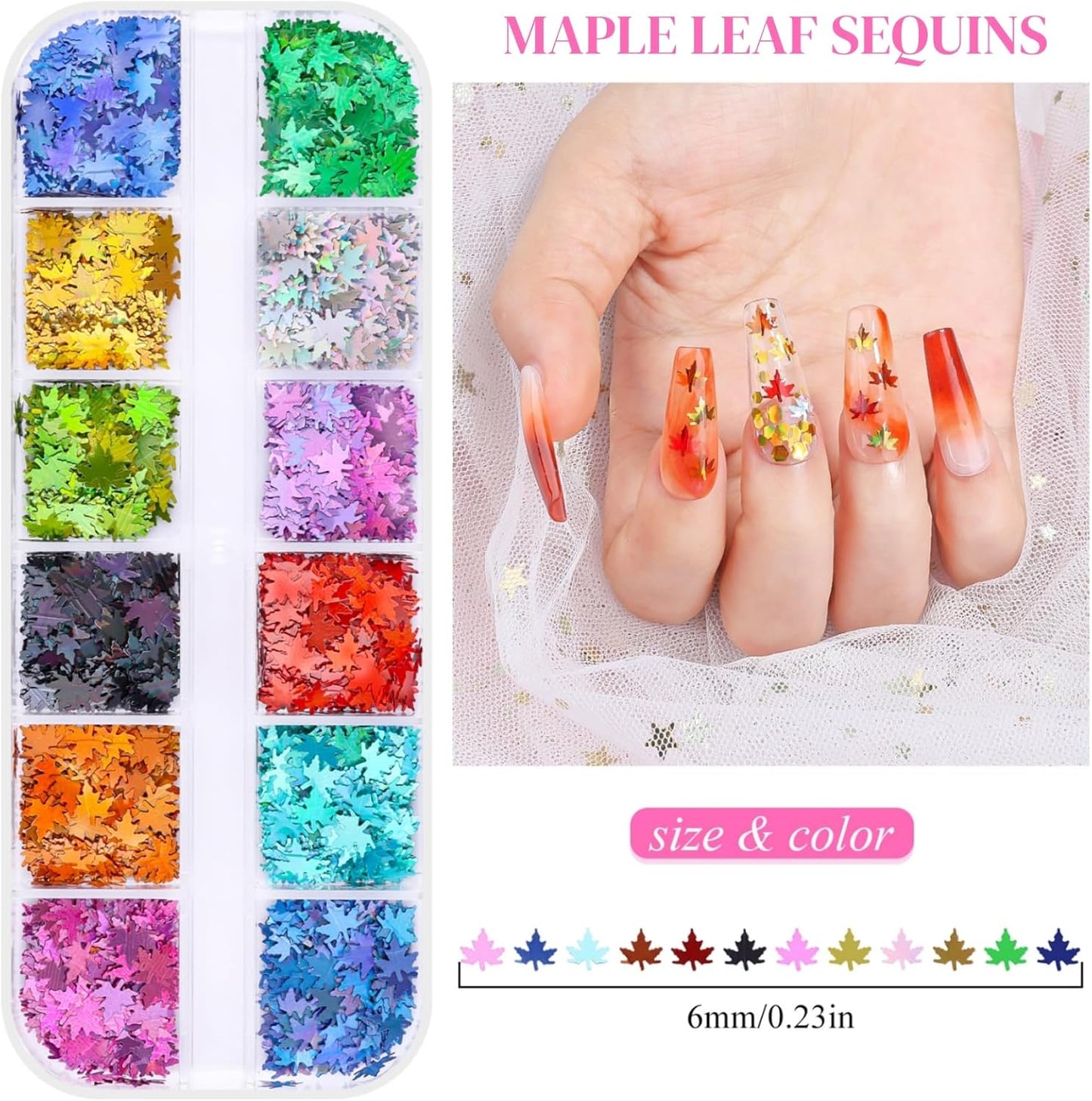 5 Boxes 60 Colors Holographic Nail Art Sequins Kit, Iridescent Sparkle Laser Hollow 3D Star Butterfly Heart Round Mixed-shapes Nail Glitter Flakes for Manicure Body Makeup Craft DIY (1-colorful-kit1)