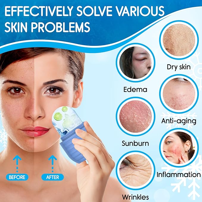 1Pcs Ice Roller for Face, Ice Face Roller, Reusable Silicone Ice Mold for Face, Facial Beauty Ice Roller Skin Care Tools for Shrink Pores Anti Wrinkle Reduce Puffiness (Brown)