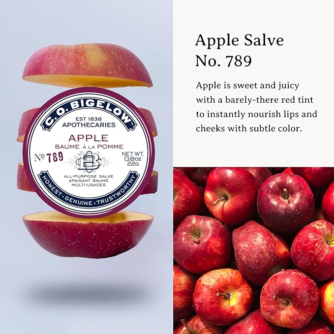 C.O. Bigelow All Purpose Salves, Variety Pack of 3 Lip Balm Tins for Chapped Lips & Dry Skin, Coco Vanilla, Apple, Herbal Mint Moisturizing Lip and Skin Salves, 0.8 oz each