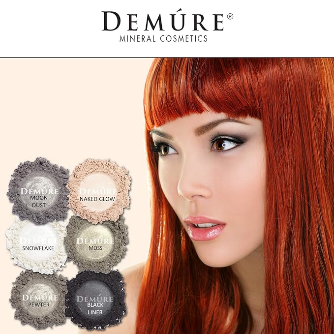 Demure Mineral Eye Shadow (Pewter) - Shimmer Loose Powder, Glitter Eyeshadow, Organic Natural Makeup, Professional Eye Makeup