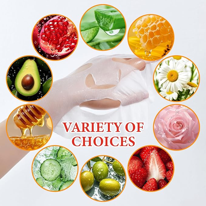 10 Pack Variety Facial Sheet Masks Skin Care Set, Hydrating Bulk Sheet Face Masks Skincare Gifts Set for Women Men, Long Lasting Moisturizing Face Mask Skincare for All Skin Type（B2)