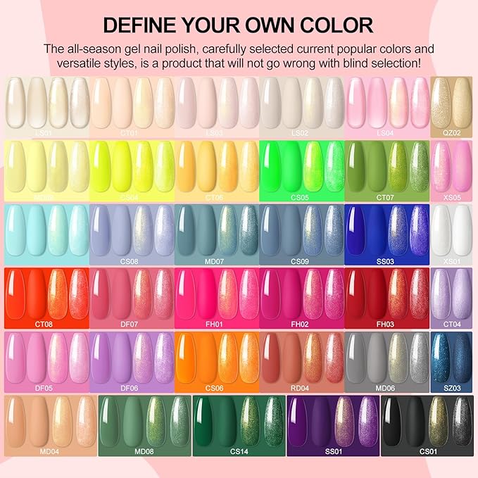 53PCS Gel Nail Polish Kit with U V light and Drill Starter Kit, 35 Colors Gel Polish Set 5pcs Top Base Coat All season Fashion Popular Colors Professional Nail Lamp Gel Manicure Kit Gifts for Women