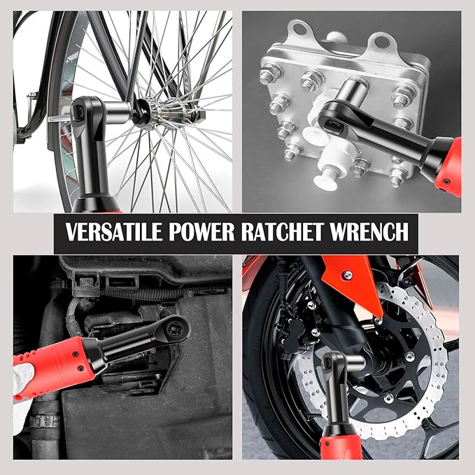 3/8" Cordless Electric Ratchet Wrench Set, 12V Power Ratchet Tool Kit With 2 Packs 2000mAh Battery And Charger, 45 FT-LBS Battery Powered Wrench with Infinitely Variable Speeds