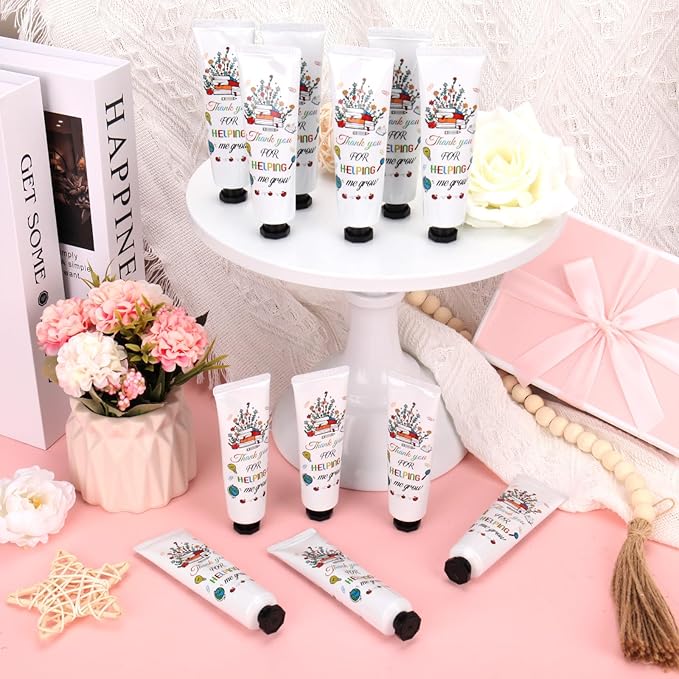 50 Pcs Teacher's Day Hand Cream Gifts Bulk Teacher Appreciation Gifts Include Organza Bags Thank You Tags Inspirational for Women Girls Travel Size Moisturizing Hand Lotion Supplies(teacher's day)
