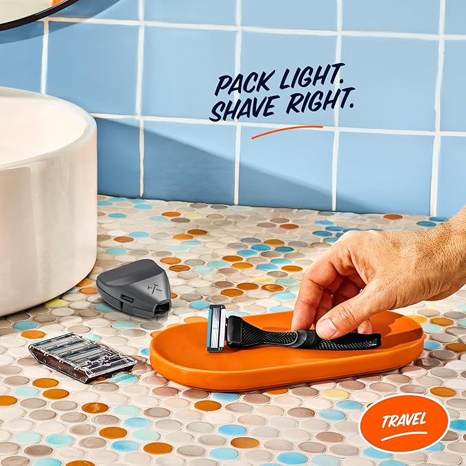 Dollar Shave Club | Travel Shave Set | 4 Swift Rinse Refill Cartridges, 1 Handle, 1 Razor Cover