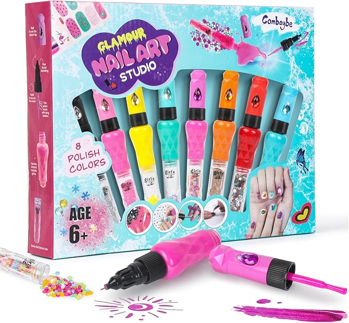 Kids Nail Polish Set for Girls, Nail Art Kit for Ages 7-12 - Girl Gifts - Nail Polish Non Toxic Girl Stuff for Spa Makeup Manicures - Birthday Gift Toys for Girls 7 8 9 10-12 Years Old