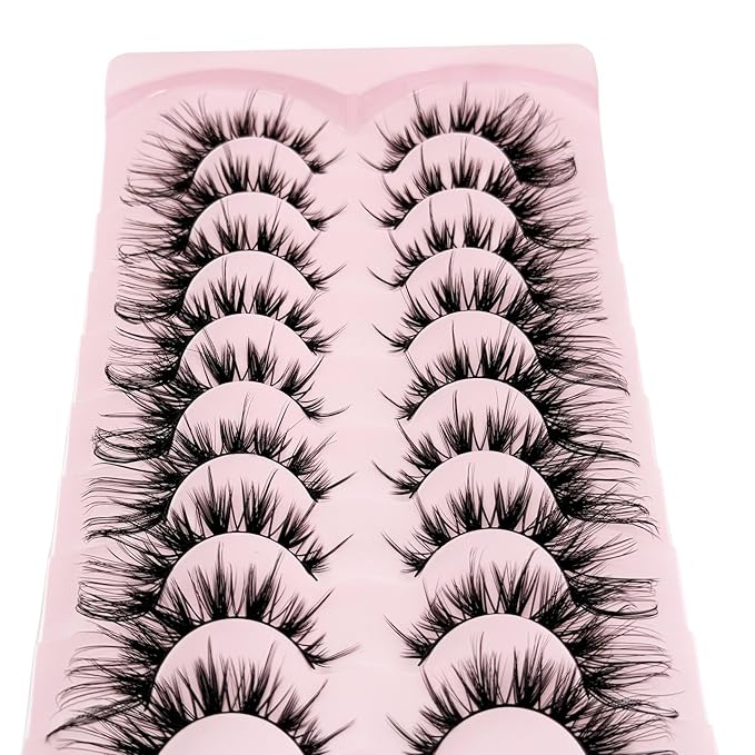 Cat Eye Lashes Wispy False Eyelashes Yasnai Volume Thick Lashes Strips Lashes Fake Lashes Natural Eyelashes 9 Pairs Pack