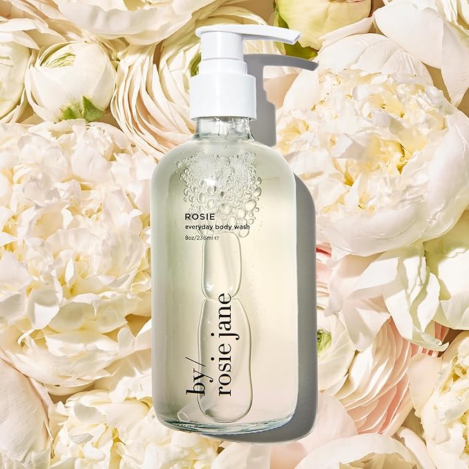 By Rosie Jane Everyday Body Wash (Rosie) - Hydrating Body Wash Made with Organic White Tea Extract & Cocoa Extract - Repairs Skin Elasticity & Collagen - Vegan & Non-Toxic (8 Fl Oz)