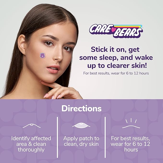 BioSwiss Care Bears Print Pimple Patches, Hydrocolloid Acne Patch for Zits and Blemishes, Face and Skin Stickers, 144 Count