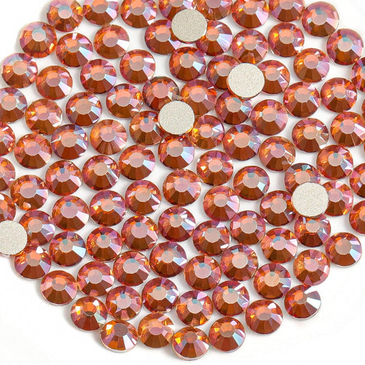 Beadsland 1440 Pieces Flat Back Crystal Rhinestones Round Gems,Amber,SS12,3.0-3.2mm