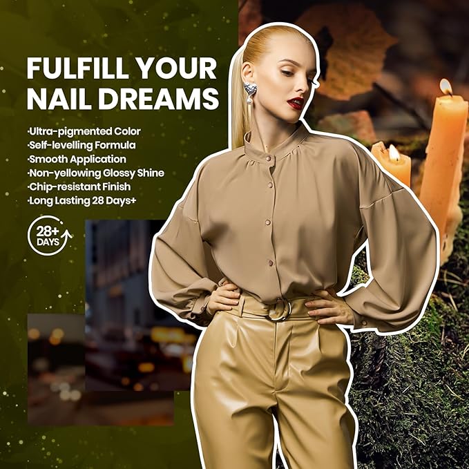 Beetles Cat Eye Gel Nail Polish Set - 20 Colors Fall Gel Polish Nail Set Burgundy Brown Green Nail Polish Glitter Pearl Nail Manicure with Base Coat Matte&No Wipe Top Coat Soak off Gifts