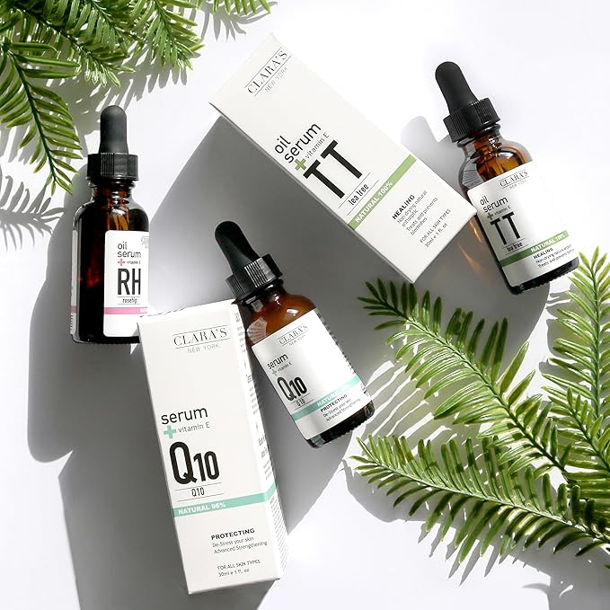 CLARA'S NEW YORK Glycolic Acid Facial Serum with Vitamin E for Exfoliating Smoothing Glowing Face Skin - Made in USA 30ml (1Fl/Oz) (Tea Tree)