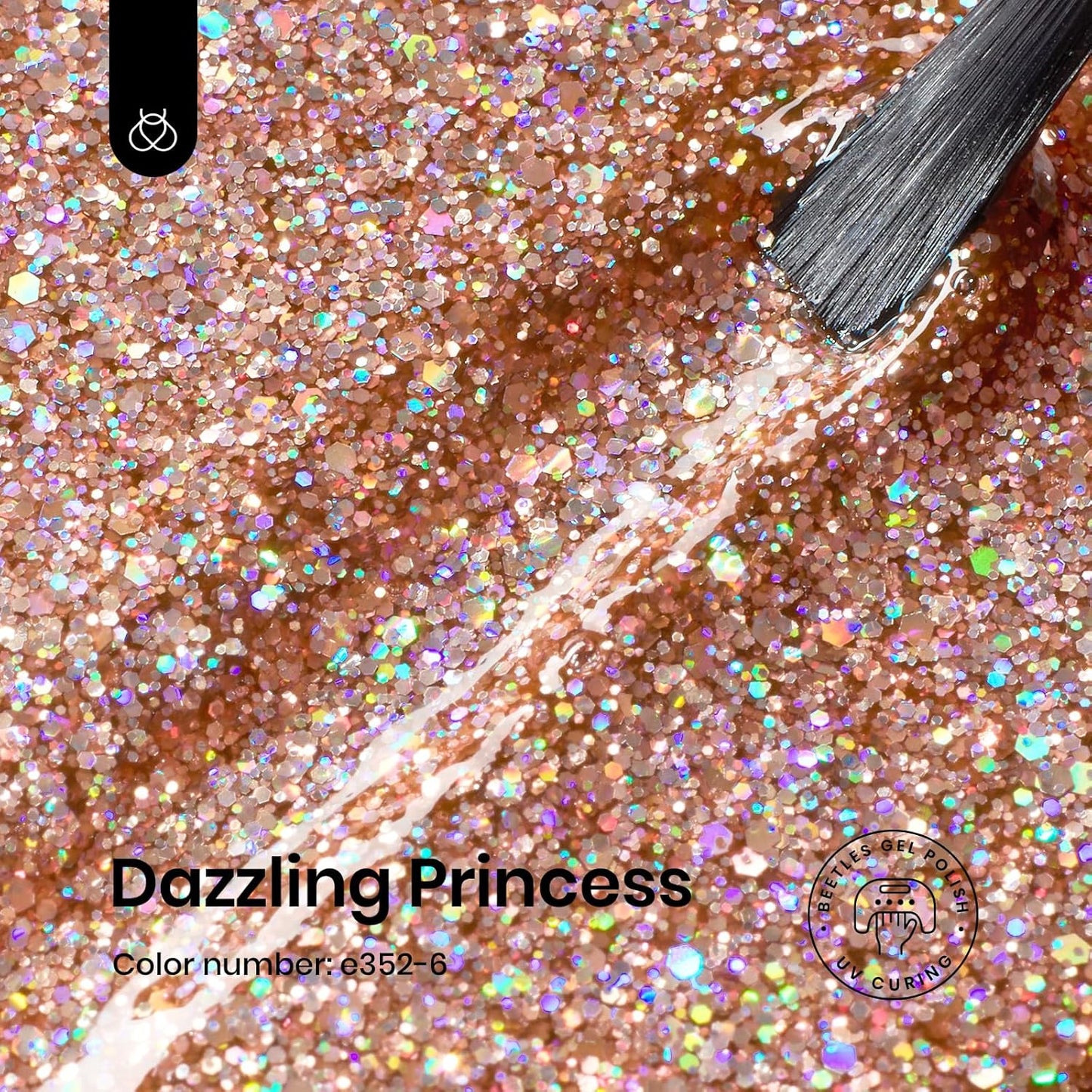 Beetles Glitter Gel Nail Polish 15ML Rose Gold Reflective Pink Gel Polish Dazzling Princess Nail Art Design Manicure Salon (1Pcs)