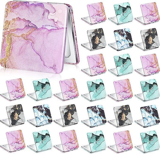 Cindeer 40 Pcs Compact Mirror Bulk Small Purse Portable Pocket Hand Double Sided Magnifying Makeup Mirror Square with 2X 1x Magnification for Girls Woman Mother Travel