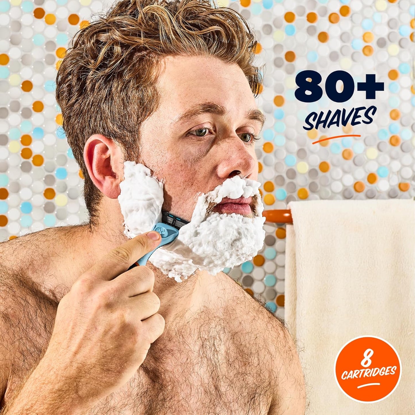 Dollar Shave Club | 4 Blade Razor Refills (8 Pack) | Swift Rinse Blades for Longer and Thicker Hair