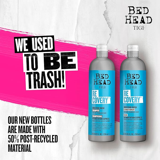 Bed Head by TIGI Recovery Moisturizing Shampoo and Conditioner Set for Dry Hair, with Prickly Pear Cactus Extract, 25.36 fl oz, 2 Pack