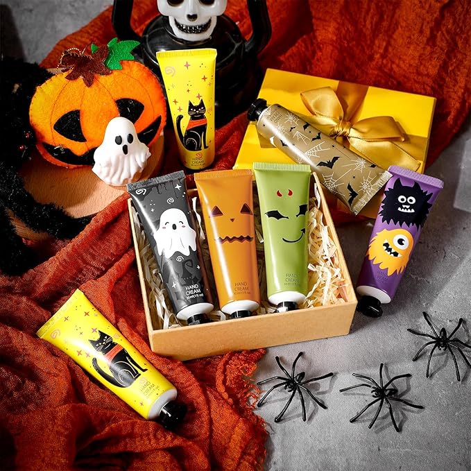 12 Pack Halloween Hand Cream Gift Sets for Women Ghost Mini Hand Lotion Bulk Travel Size Moisturizing Cream Halloween Party Favors Gifts for Stocking Stuffers 6 Natural Plant Fragrances