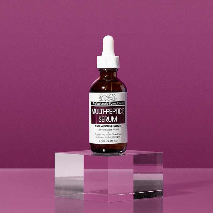 Advanced Clinicals Multi Peptides Serum For Face | Visible Anti Aging Hydrating Collagen Peptide Facial Serum With Vitamin E Helps Improve Look Of Wrinkles, Puffiness, & Uneven Skin Tone, 1.75 Fl Oz