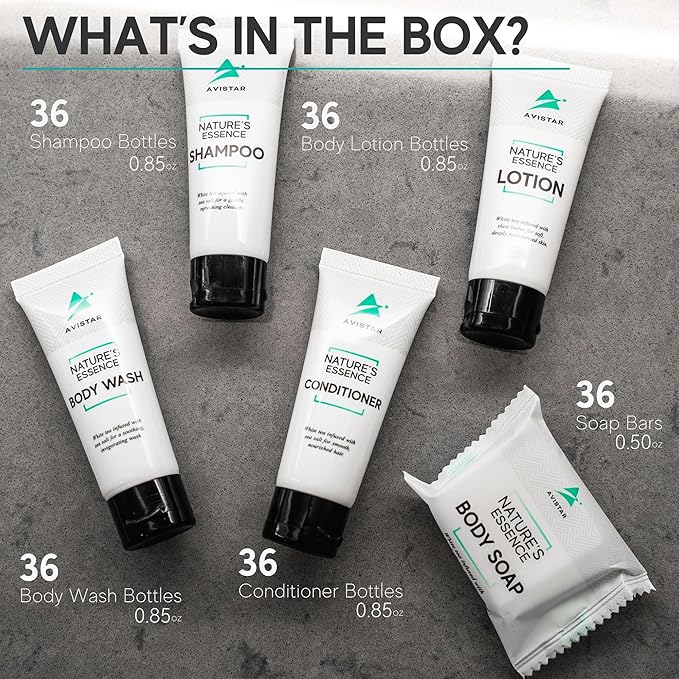 180 Piece Hotel Soap & Bulk Toiletries - Airbnb Essentials for Hosts & Guests - Hotel Shampoo & Conditioner Supplies for Guests, Hotel Toiletries Bulk Set, Mini Bulk Travel Size Toiletries, Air BnB