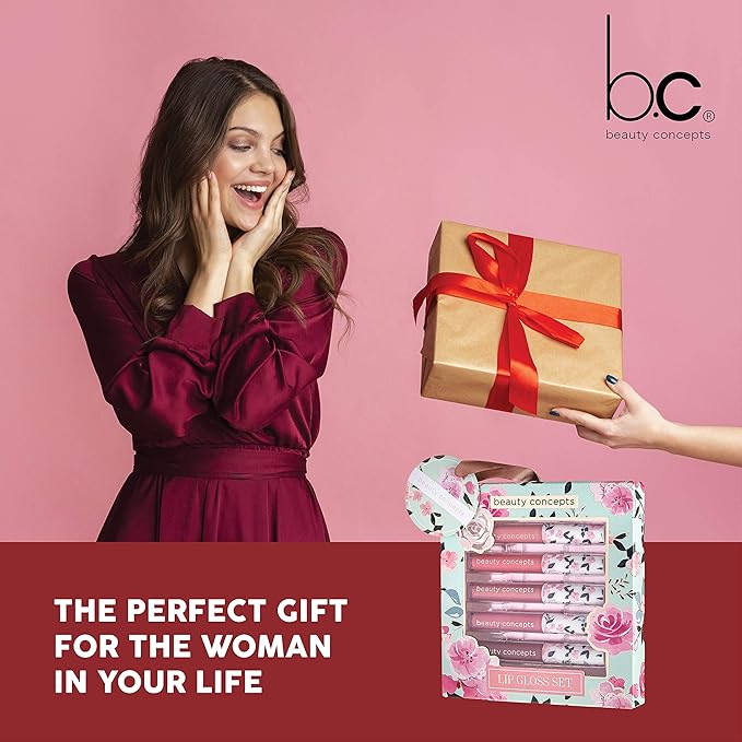 Beauty Concepts Lip Gloss Collection – Shimmering, Glossy Lip Makeup Set for a Radiant Finish, Floral Collection
