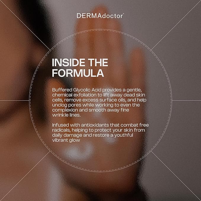 DERMAdoctor Glycolic Acid Exfoliating Face Wash - Anti-Aging, Antioxidant Enhanced Glycolic Acid Toner Facial Exfoliator to Address Fine Lines, Wrinkles, Dullness, Uneven Skin Tone, and Enlarged Pores