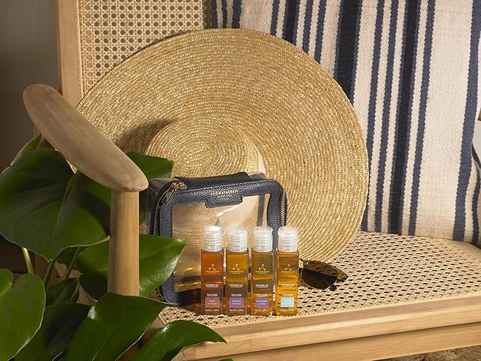 Aromatherapy Associates Mini Shower Oil Travel & Discovery Collection. 4 Premium Shower Oils (50ml each) and Handy Travel Case. Includes Revive, De-Stress, Muscle and Rose Blends (1 count)