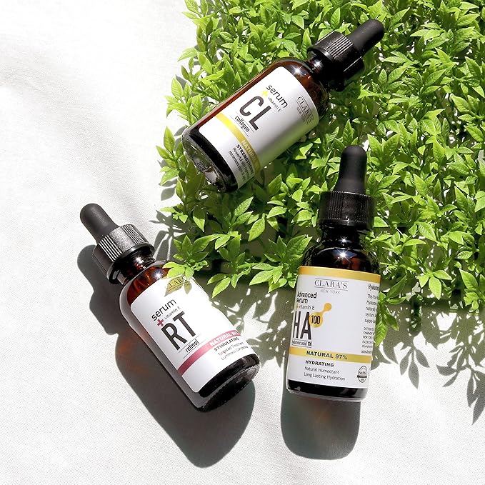 CLARA'S NEW YORK Glycolic Acid Facial Serum with Vitamin E for Exfoliating Smoothing Glowing Face Skin - Made in USA 30ml (1Fl/Oz) (Collagen)