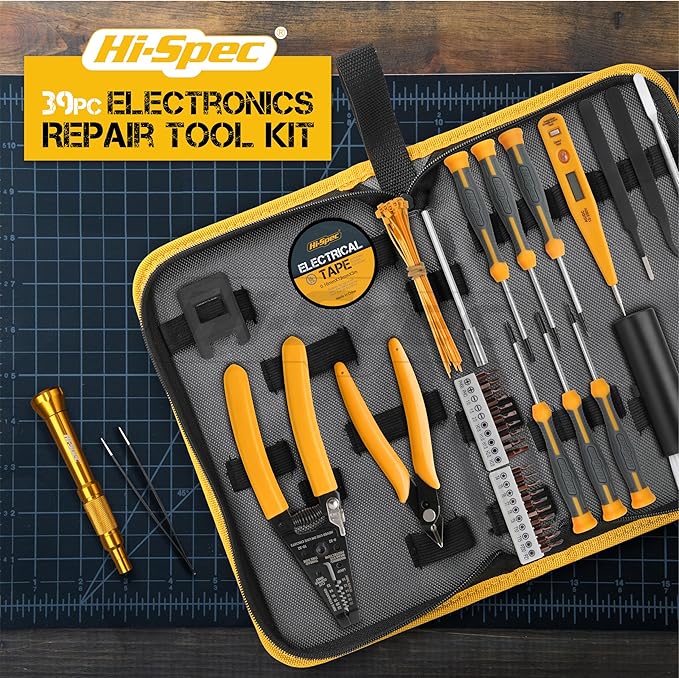Hi-Spec 39pc Electronics Repair & Opening Tool Kit Set for Laptops, Phones, Devices, Computer & Gaming Accessories. Precision Small Screwdrivers with Pentalobe Bits for iPhones & MacBooks