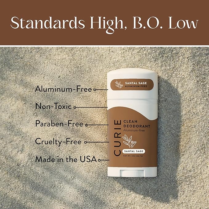 Curie Natural Deodorant for Women Calm & Cool Stick Trio - Coconut Nectar, Ocean Air, and Santal Sage - Aluminum Free, Clean, Sustainable, Vegan, Paraben Free (3pk)