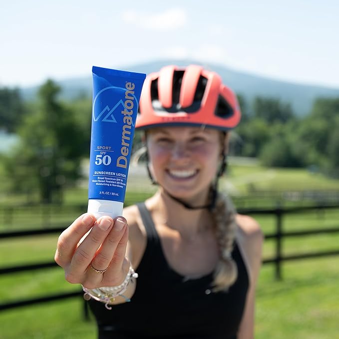 Dermatone Sport Sunscreen Lotion SPF 50 | Water/Sweat Resistant (80 min) | Oxybenzone and Octinoxate Free Sunscreen for Body and Face | Moisturizing | Broad Spectrum Protection SPF Lotion | 3oz