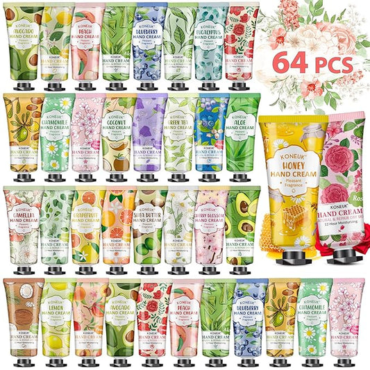 64 Pack Moisturizing Hand Cream Set For Women, Bulk Hand Lotion Travel Size for Dry Cracked Hands, Mini Hand Cream for Mom Gifts, Teacher Gifts, Thank You Gifts and Small Gifts for Women