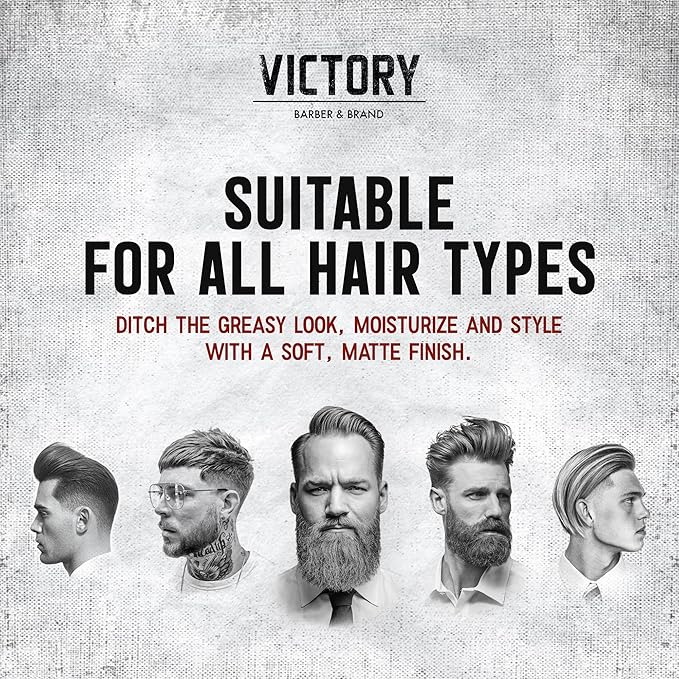 Dry Grooming Hair Cream for Men by Victory Barber & Brand | Men’s Hair Products Made in the USA | Anti Frizz Styling Cream | Wave Pomade for Styling Medium Length Hair with a Natural Finish