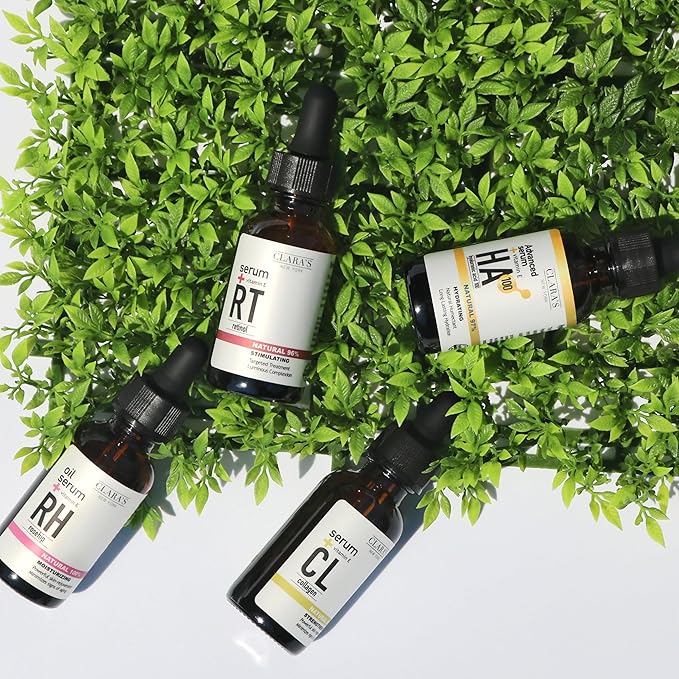 CLARA'S NEW YORK Glycolic Acid Facial Serum with Vitamin E for Exfoliating Smoothing Glowing Face Skin - Made in USA 30ml (1Fl/Oz) (Hyaluronic Acid 100)