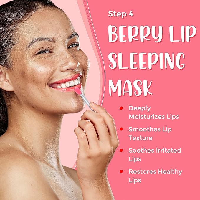 6-in-1 Lip Care Kit With Lip Sleeping Mask, Silicone Brush, Sugar Lip Scrub, Lip Mask Sheet to Reveal Luscious, Lip Exfoliator Scrub to Soft Lips – Korean Lip Therapy Set for a Fuller