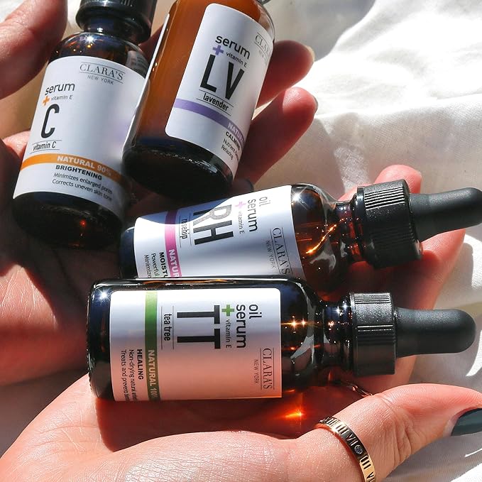 CLARA'S NEW YORK Glycolic Acid Facial Serum with Vitamin E for Exfoliating Smoothing Glowing Face Skin - Made in USA 30ml (1Fl/Oz) (Lavender)