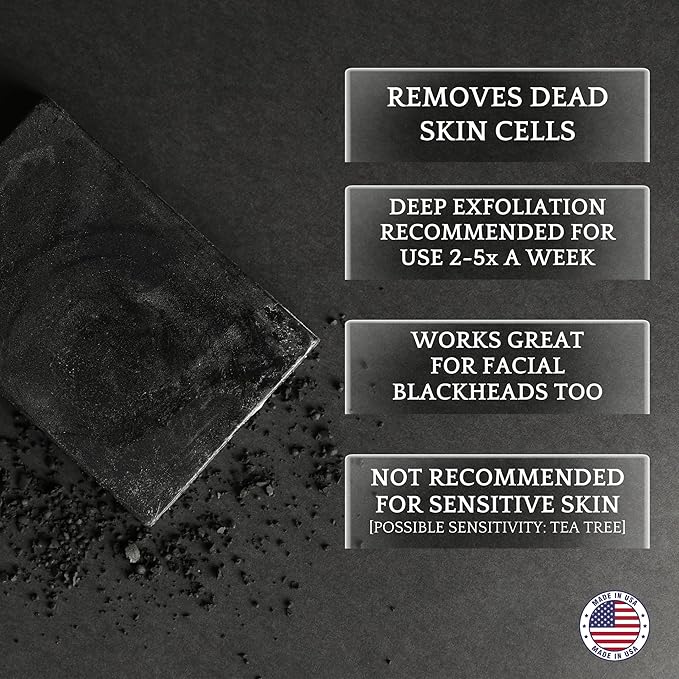 All Natural Body Acne Soap with Charcoal, Pumice, Tea Tree Oil & Vitamin E for a Deep Exfoliation Back Acne Treatment, Not for Sensitive Skin