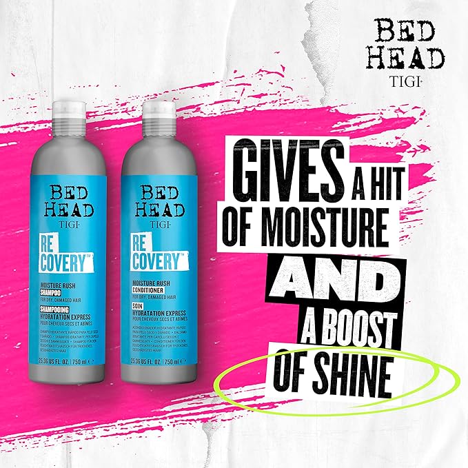 Bed Head by TIGI Recovery Moisturizing Shampoo and Conditioner Set for Dry Hair, with Prickly Pear Cactus Extract, 25.36 fl oz, 2 Pack