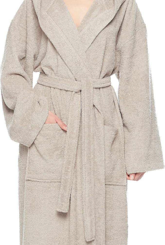 Arus Women's Hooded Classic Bathrobe Turkish Cotton Robe with Full Length Options