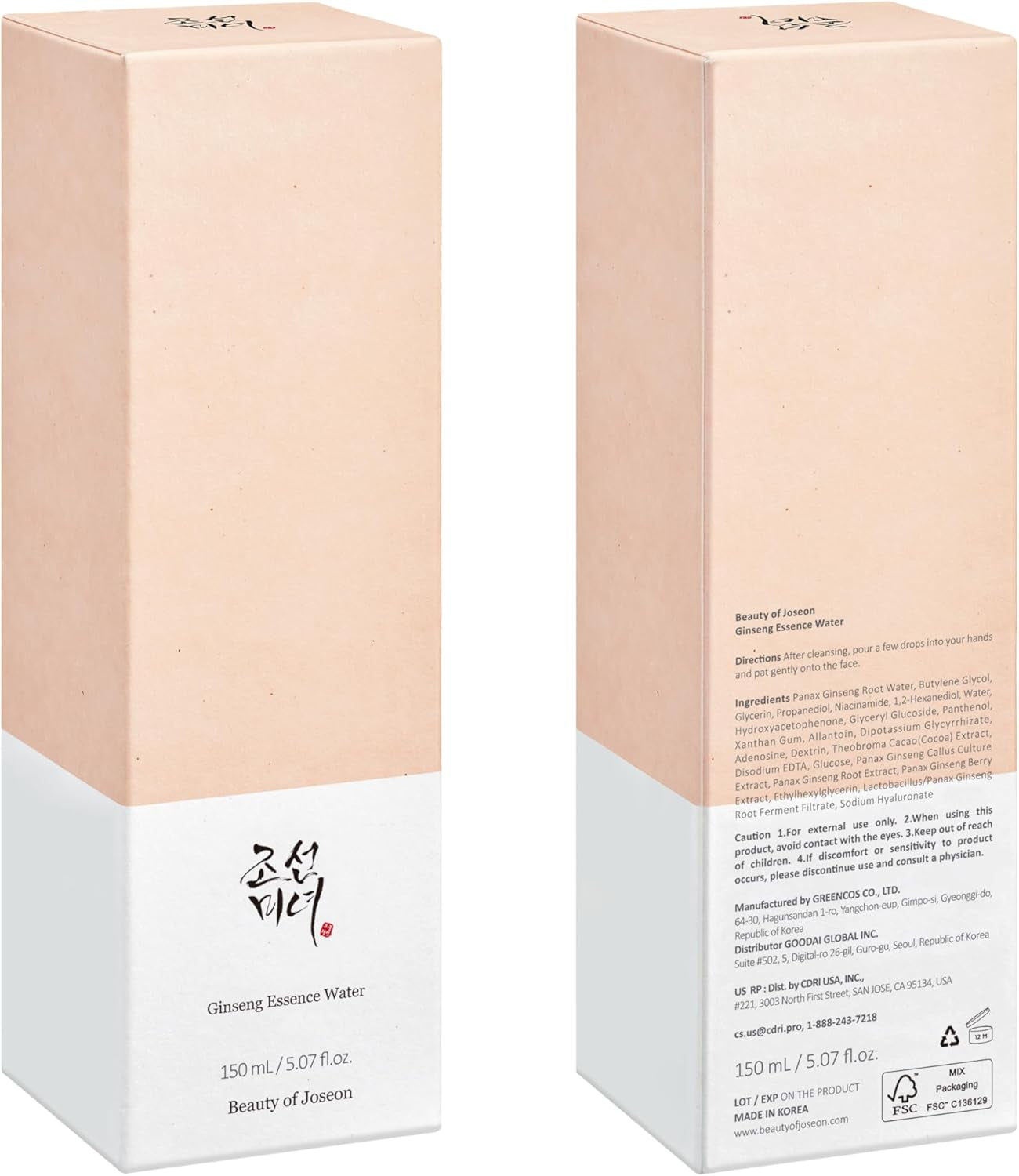 Ginseng Essence Water Hydrating Face Toner for Dry, Dull Skin. Korean Moisturizing Skin Care for Men and Women 150Ml, 5 Fl.Oz